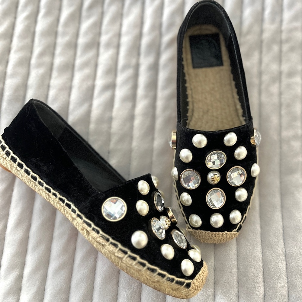 Tory Burch Vail Espadrille Velvet Leather Size 6.5